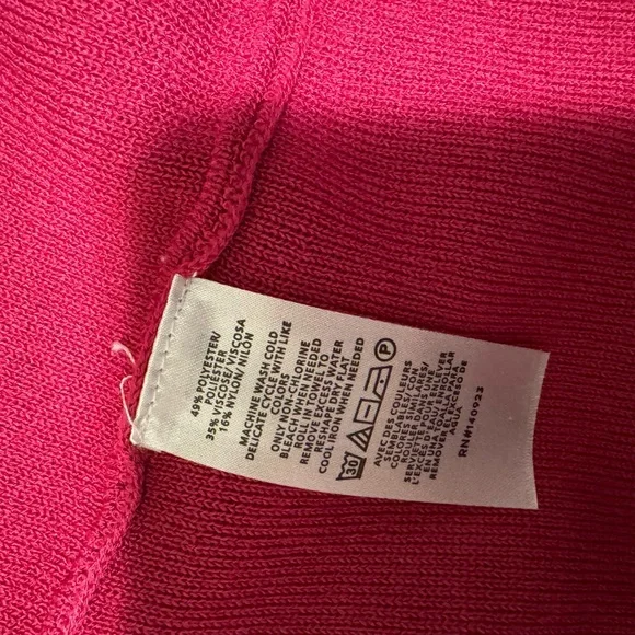 Ann Taylor Pink Knee-Length A-Line Dress with Long Cuffed Sleeves and Mock Neck - Picture 3 of 4